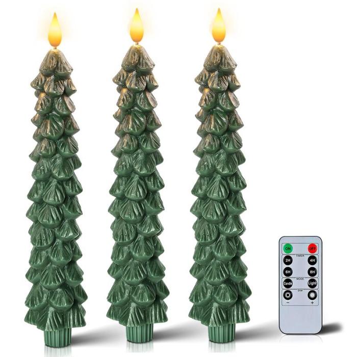 Candles Flameless Window Candles with Remote, 9.7" Battery Operated 3D Wick LED Flickering Taper Candle for Home, Wedding, Party Decorations