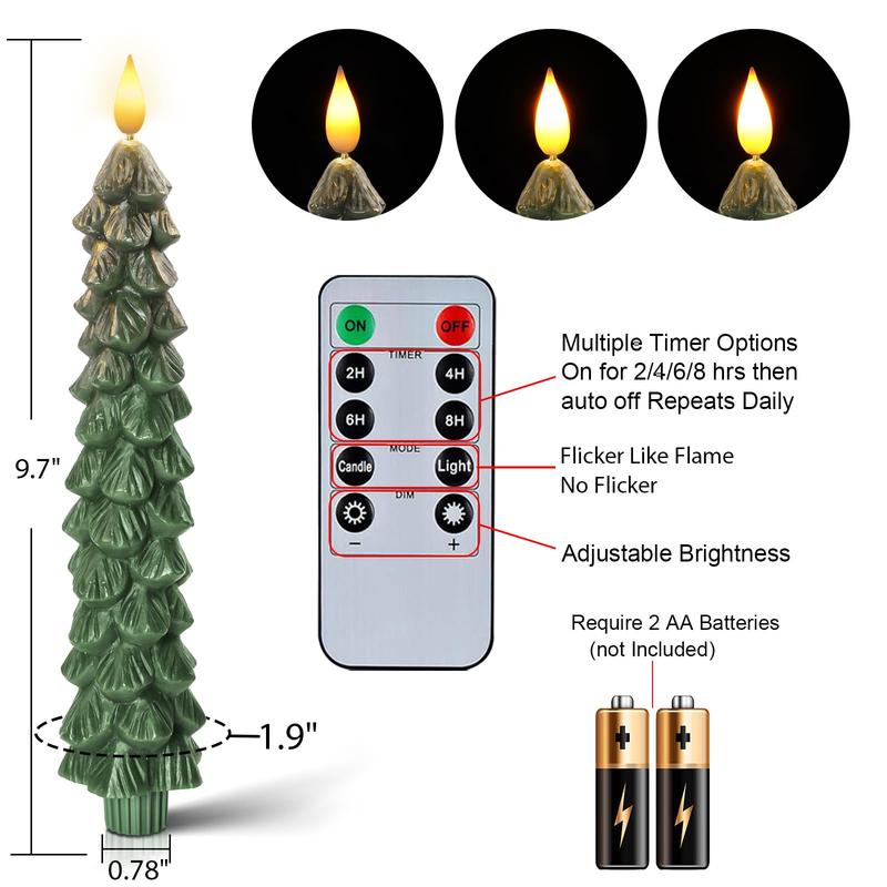 Candles Flameless Window Candles with Remote, 9.7" Battery Operated 3D Wick LED Flickering Taper Candle for Home, Wedding, Party Decorations